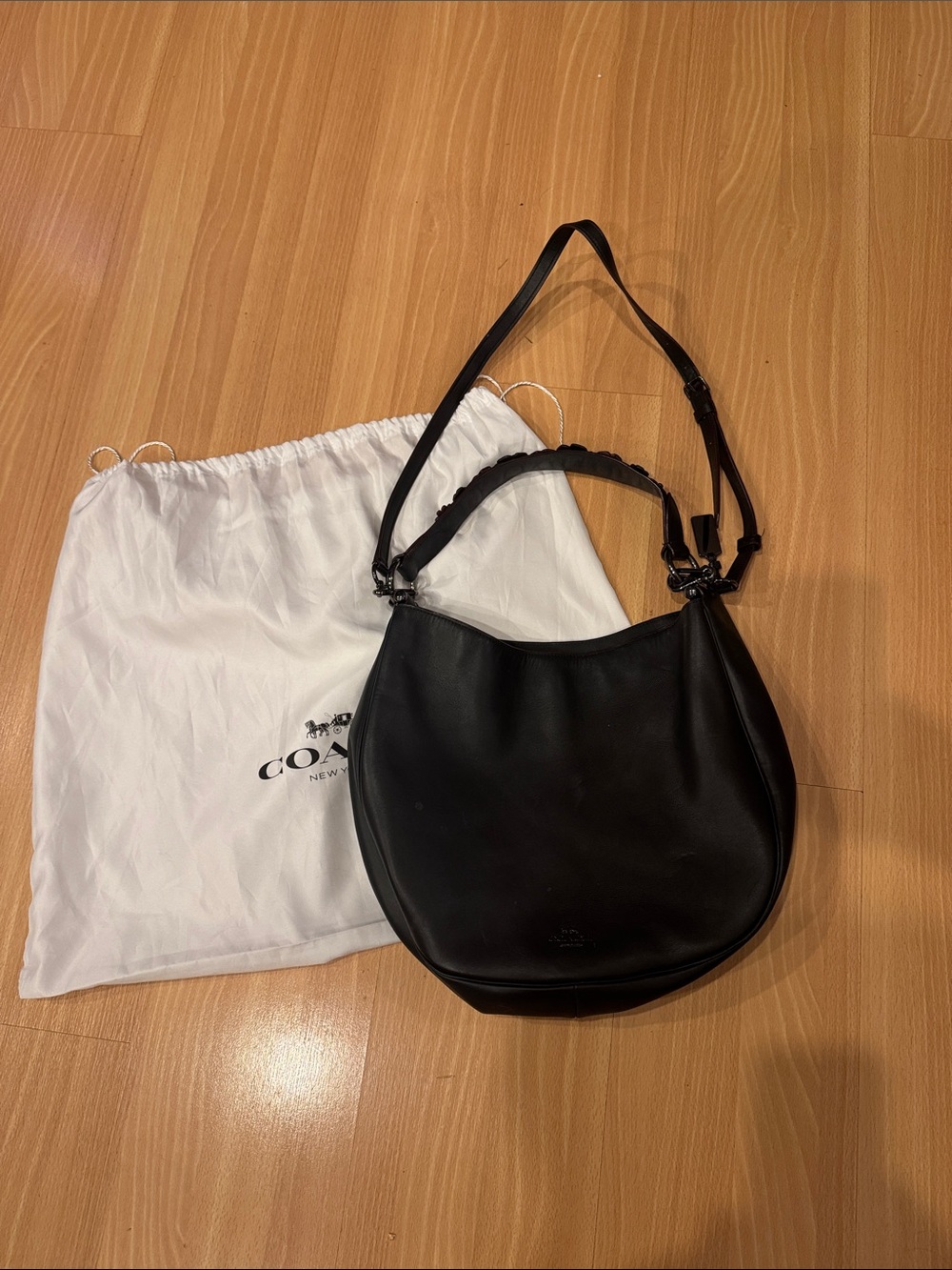 Coach Black Leather Crescent Shoulder Bag